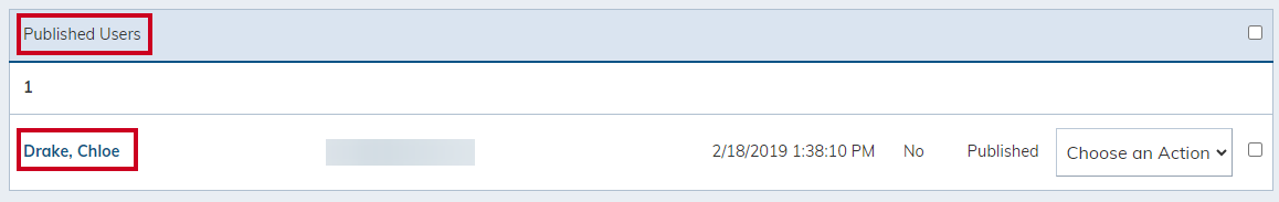 CHeck published users