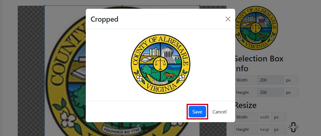 Save button of the Image Editor.