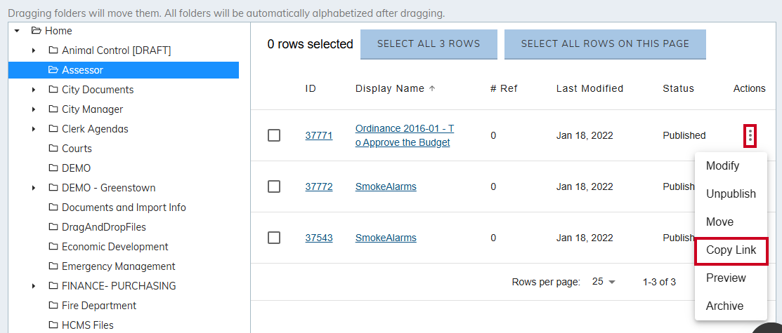 folder actions