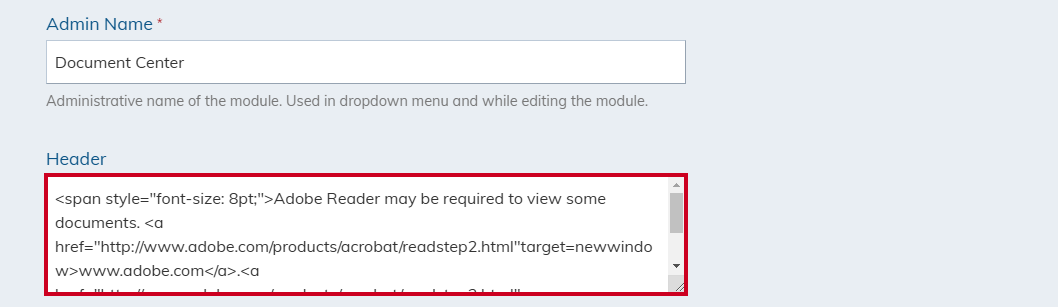header text box