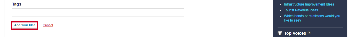 Add your idea button.