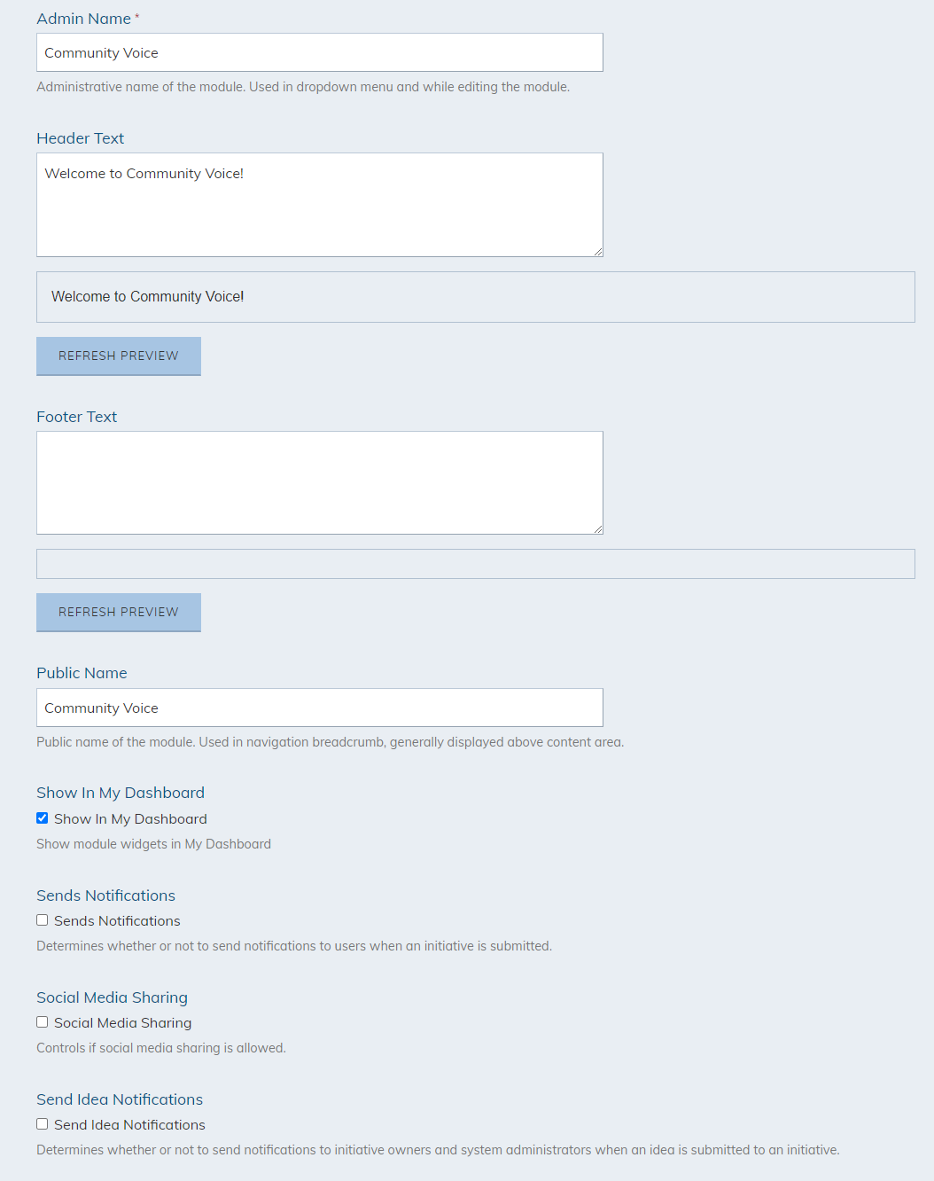 Properties fields.