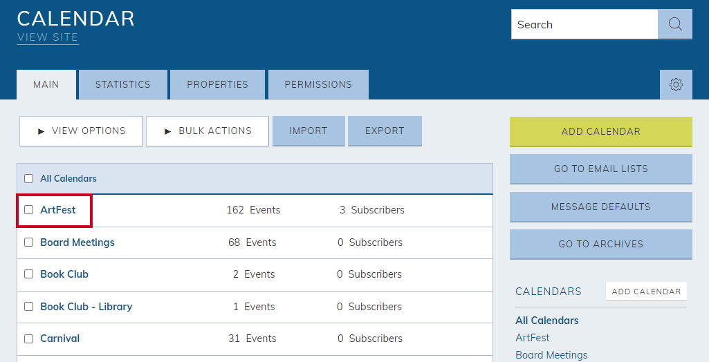 select the calendar you want to add an event to
