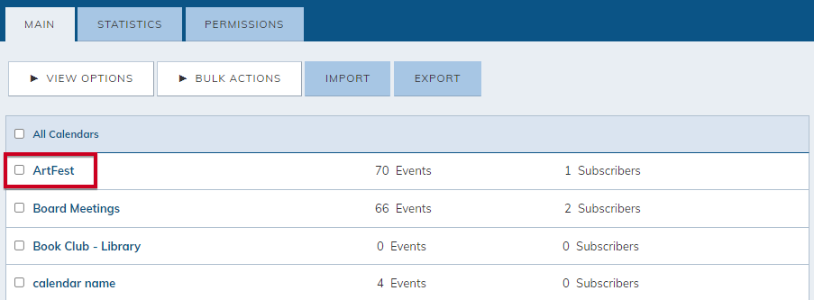 select the calendar you want to add a link to
