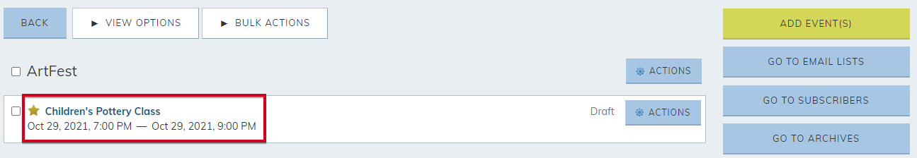 select the event you want to add a link to