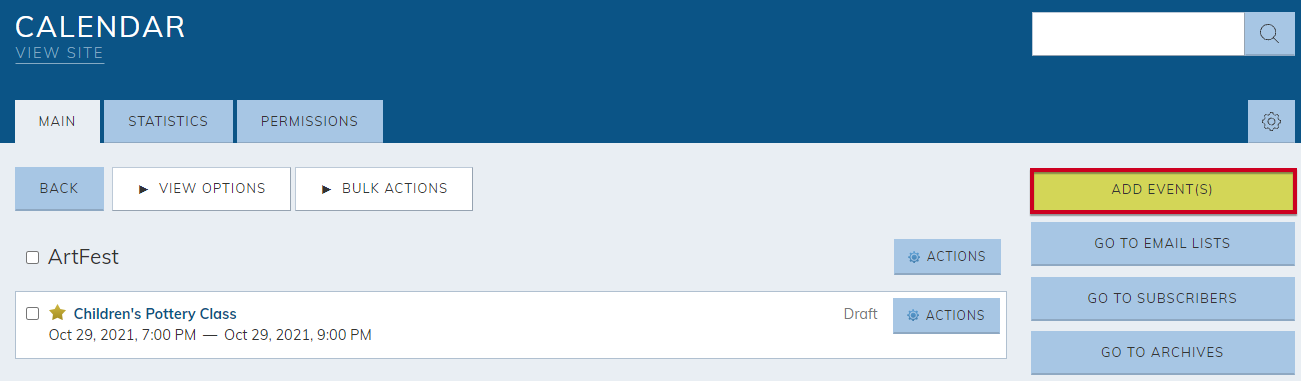 Select add event button