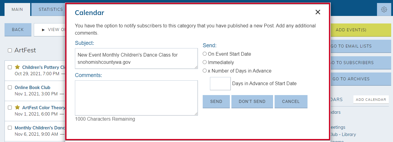 notify your subscribers about your upcoming event