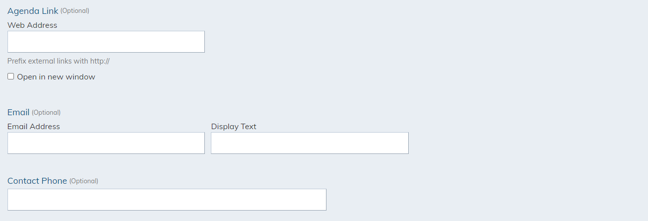 fill in agenda link email address contact phone