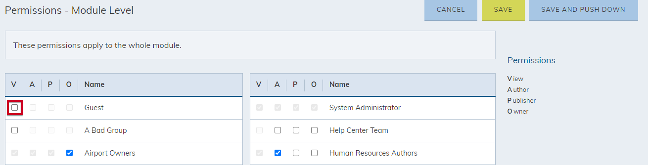 uncheck guest view permission