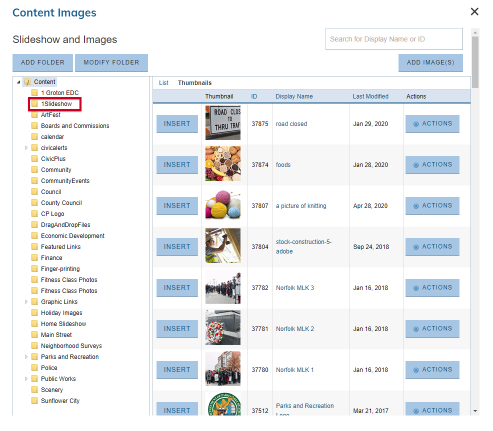 selecting an image folder