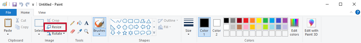 microsoft paint resize button
