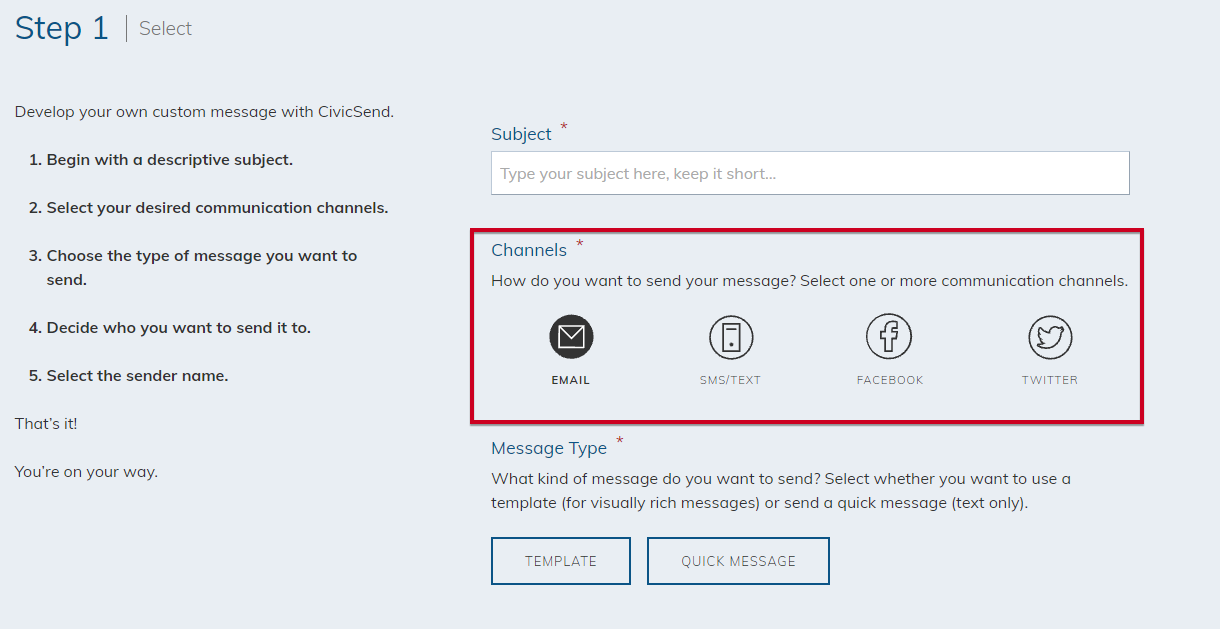 Select your Channel option
