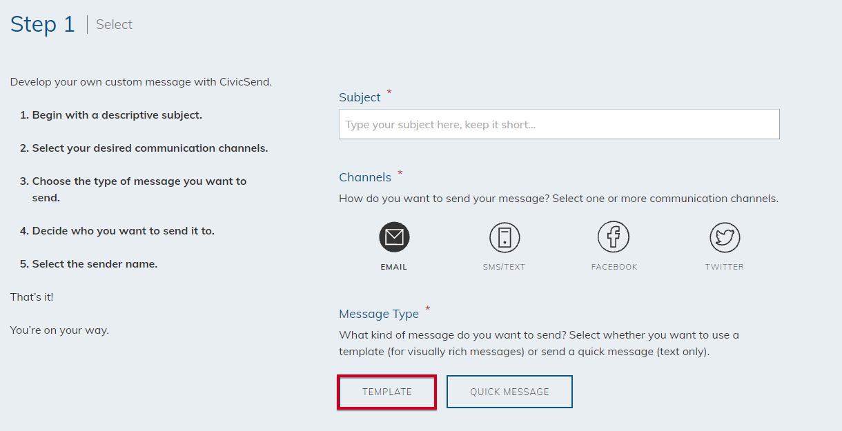 template message types