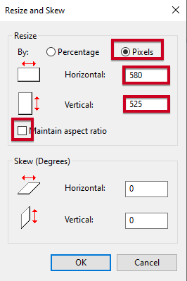 microsoft paint resize and skew window