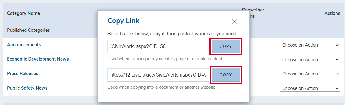 copy buttons