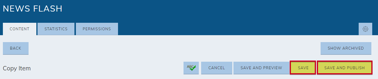Saving_Options include Cancel, Save and Preview, Save, and the Save and Publish buttons