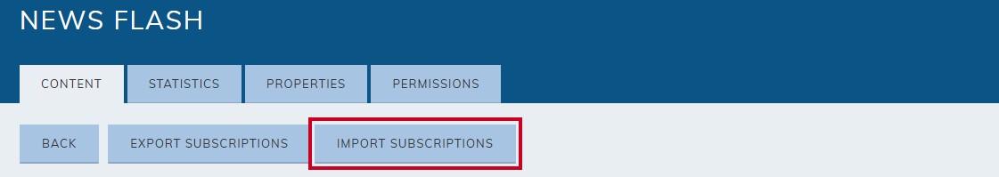 News Flash Import Subscriptions button