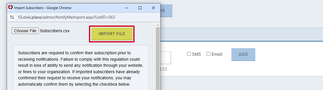 import file button