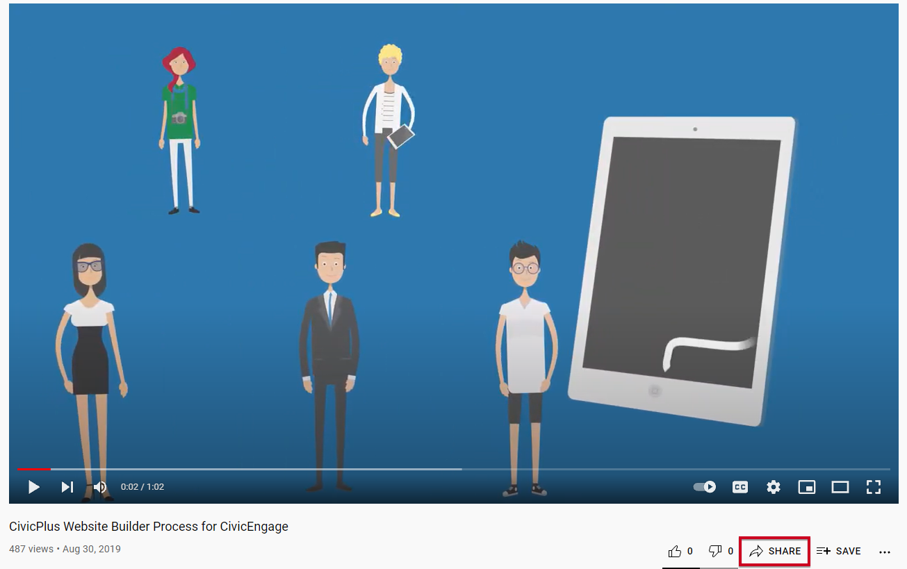 YouTube share button.