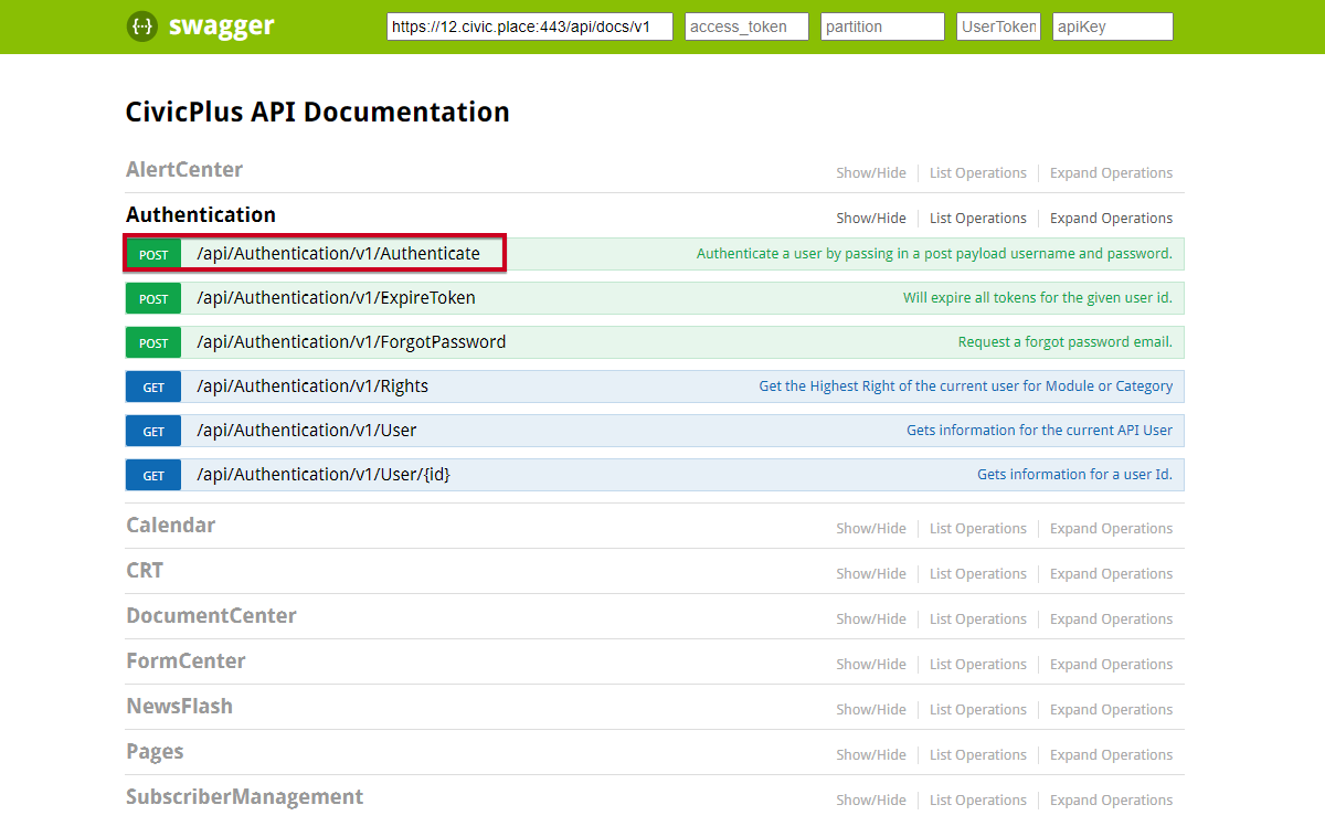 Select the correct API.