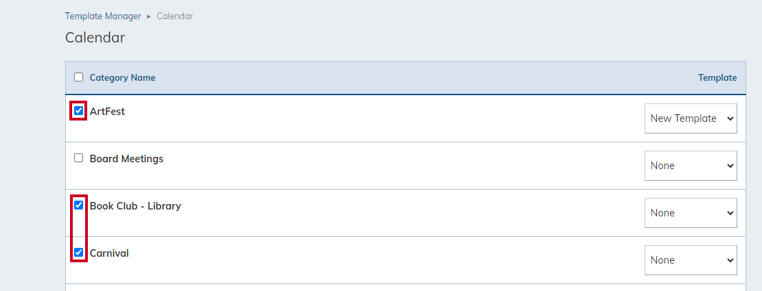 Select categories