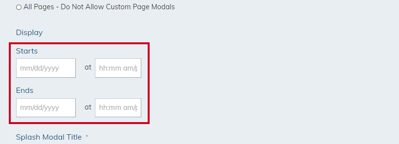 Choose display dates