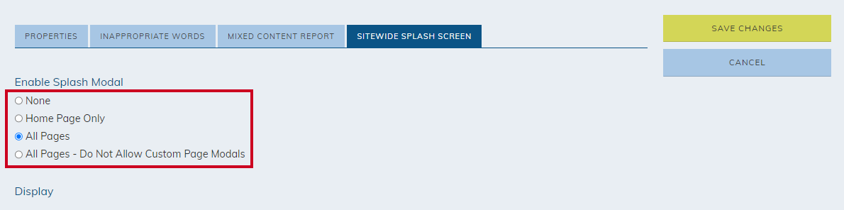 Select display option