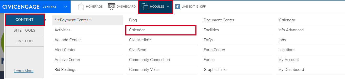Nav to calendar