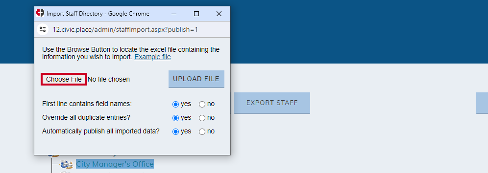 Choose file button.