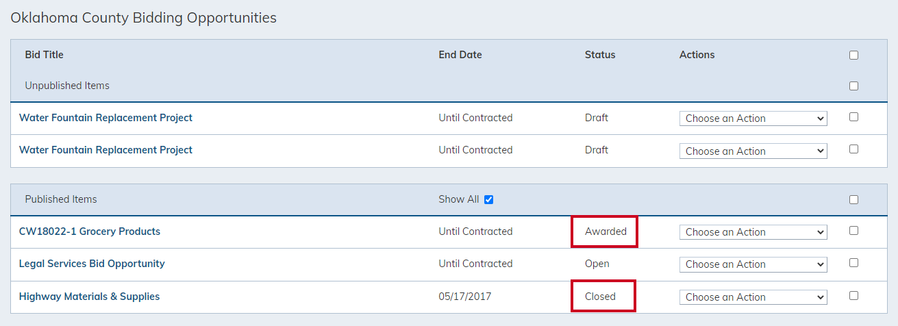 awarded and closed bids are now visible