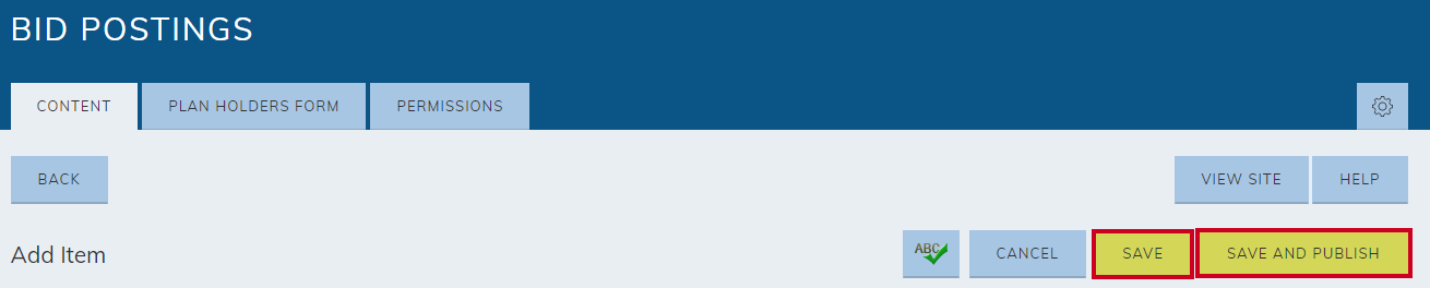 save or save and publish buttons