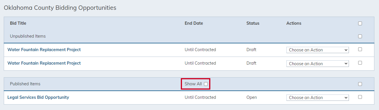 Show All checkbox