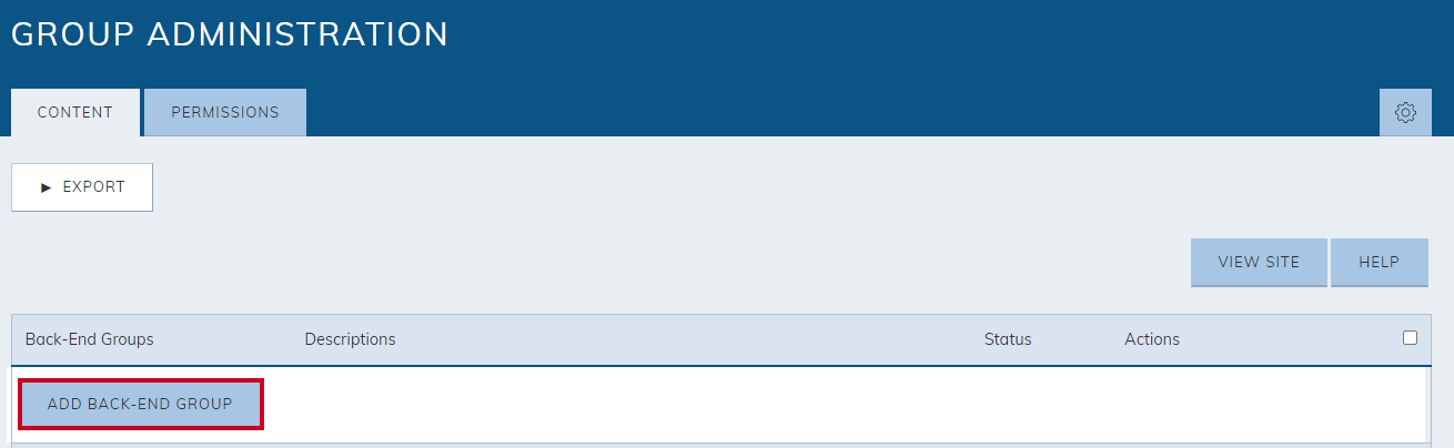 Add Back-End group