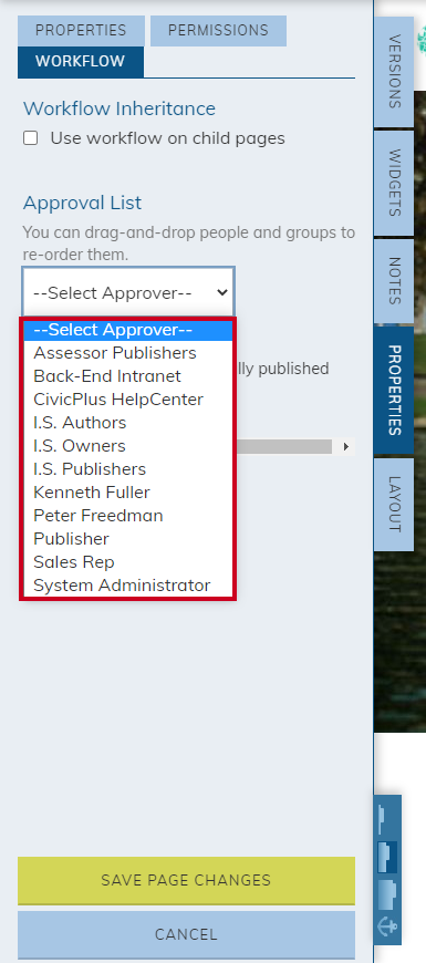 select approver list