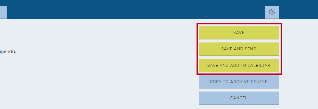 save, save and send, or save and add to calendar