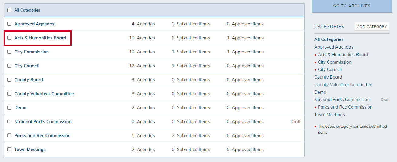 select a category