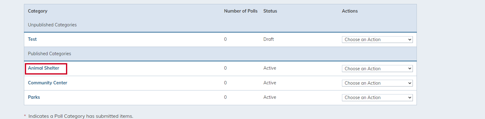 Select category