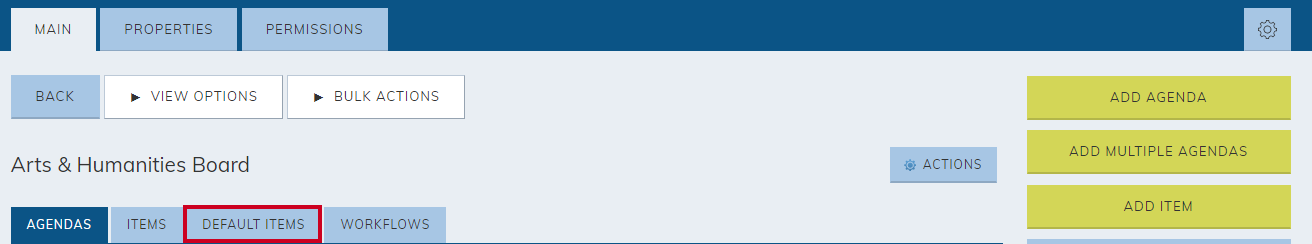 default items tab