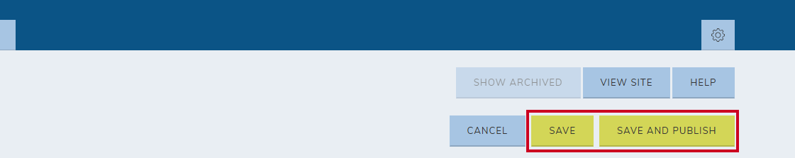 Save and publish button.