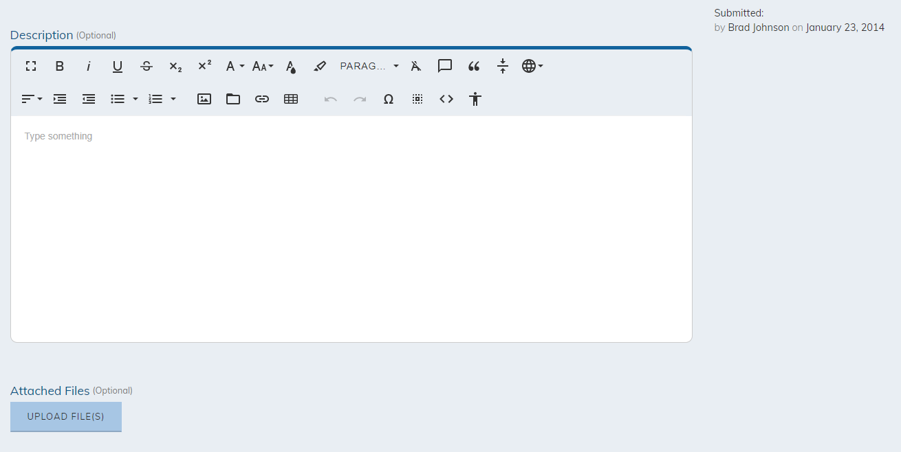 Edit information for the Description or upload a file