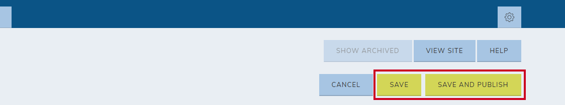 Save and publish button.