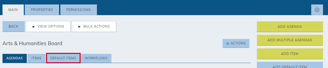default items tab