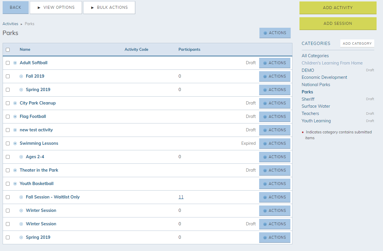 view activities