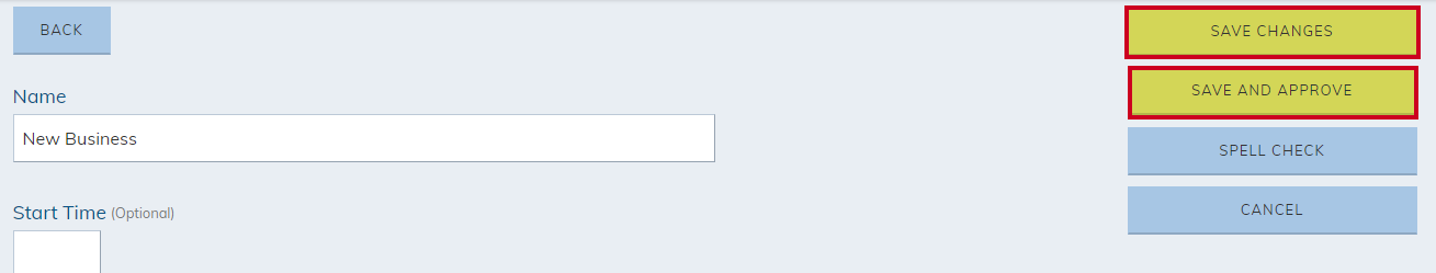 save changes or save and approve