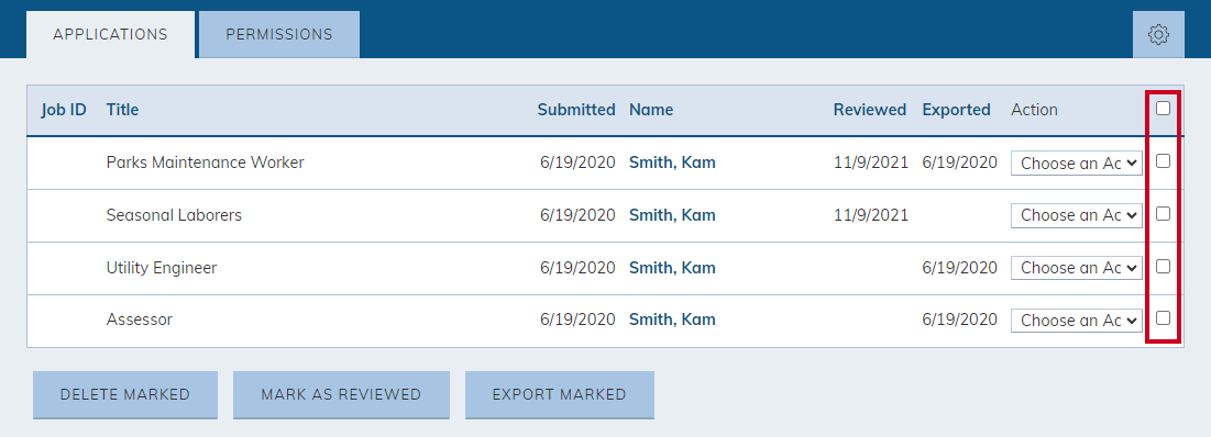 select checkboxes