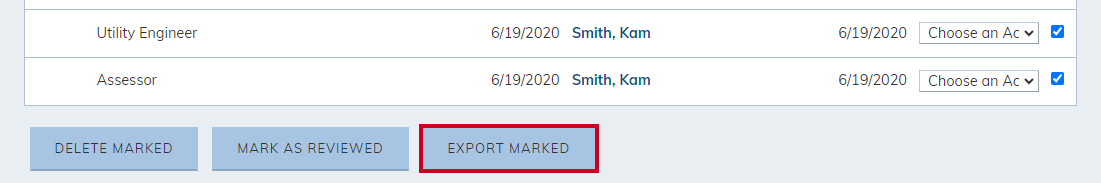 Export Marked button.