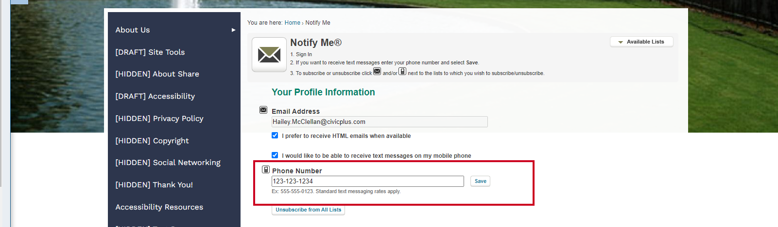 phone number