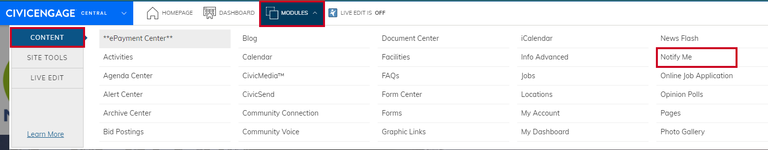 nav to notifyme