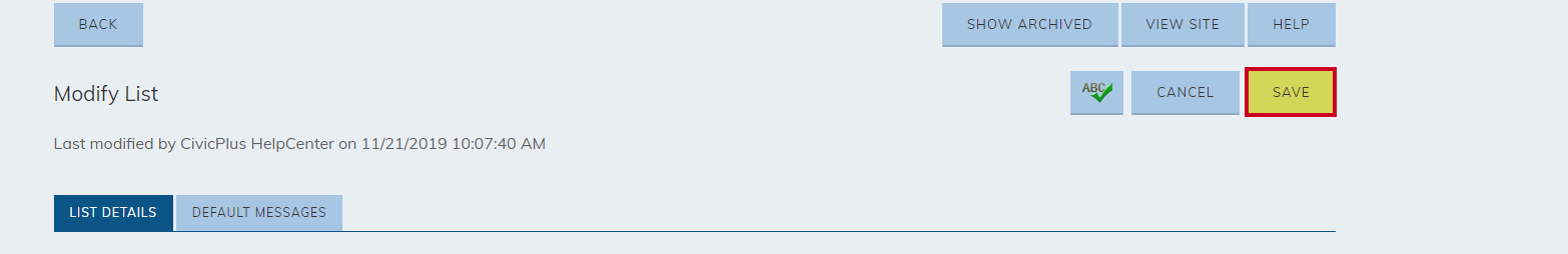 save default messages