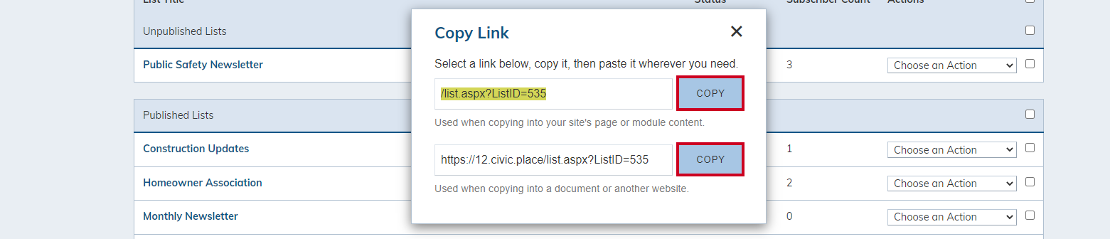 Copy options